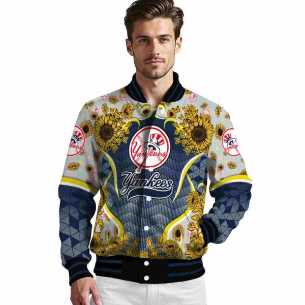 new york yankees sunflower bloom navy yellow jacket high quality