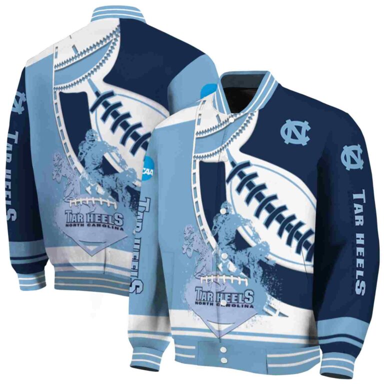 north carolina tar heels baseball stitching navy blue white jacket fashion forward