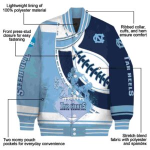 north carolina tar heels baseball stitching navy blue white jacket new arrival