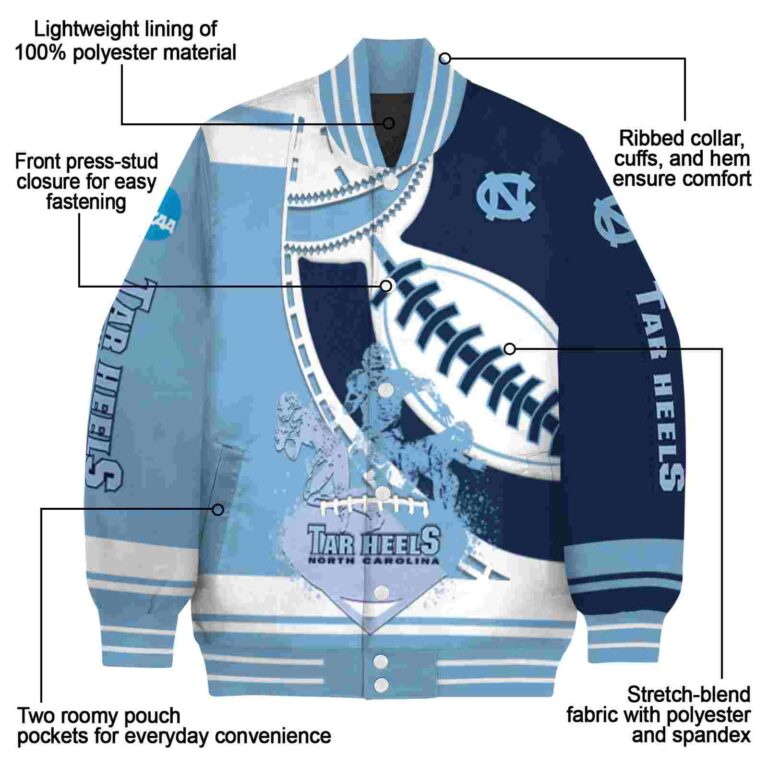 north carolina tar heels baseball stitching navy blue white jacket new arrival