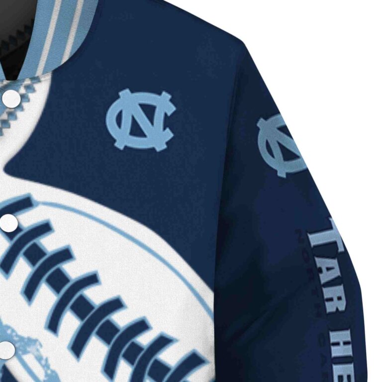 north carolina tar heels baseball stitching navy blue white jacket premium grade