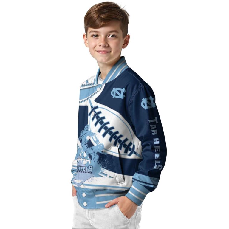north carolina tar heels baseball stitching navy blue white jacket trendy