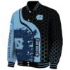 north carolina tar heels hexagonal pattern light blue black jacket best selling