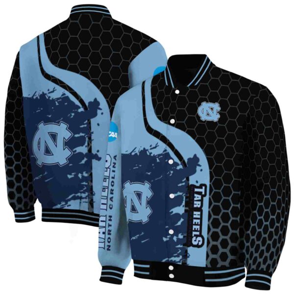 north carolina tar heels hexagonal pattern light blue black jacket fashion forward