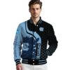 north carolina tar heels hexagonal pattern light blue black jacket high quality