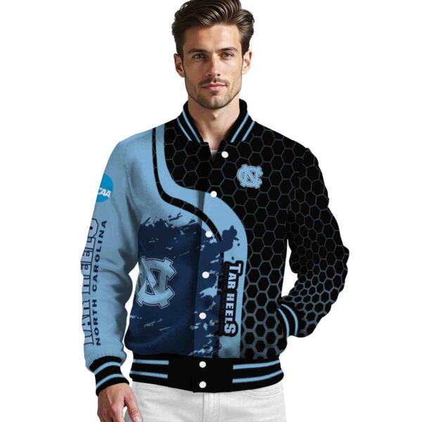 north carolina tar heels hexagonal pattern light blue black jacket high quality