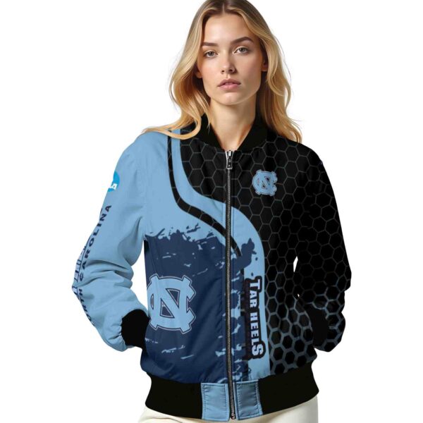 north carolina tar heels hexagonal pattern light blue black jacket latest model