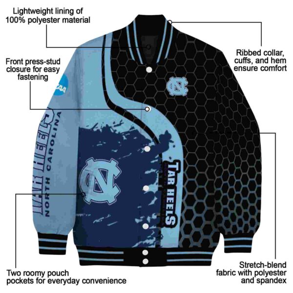 north carolina tar heels hexagonal pattern light blue black jacket new arrival