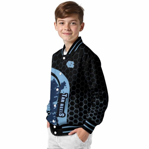 north carolina tar heels hexagonal pattern light blue black jacket trendy