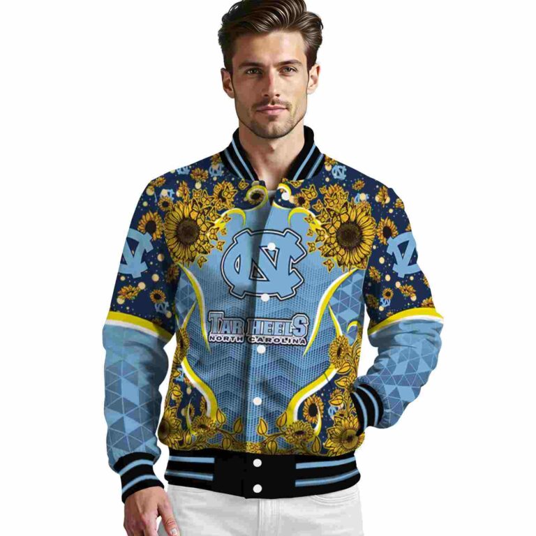 north carolina tar heels sunflower bloom light blue yellow jacket high quality
