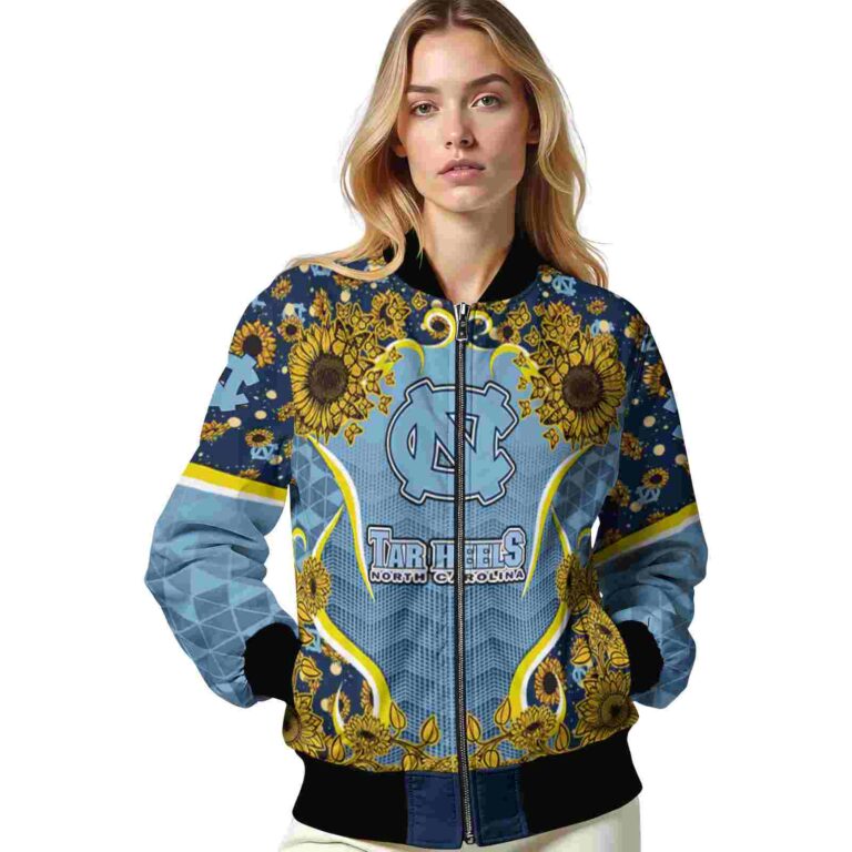 north carolina tar heels sunflower bloom light blue yellow jacket latest model