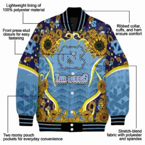 north carolina tar heels sunflower bloom light blue yellow jacket new arrival