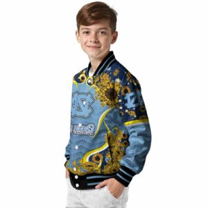 north carolina tar heels sunflower bloom light blue yellow jacket trendy