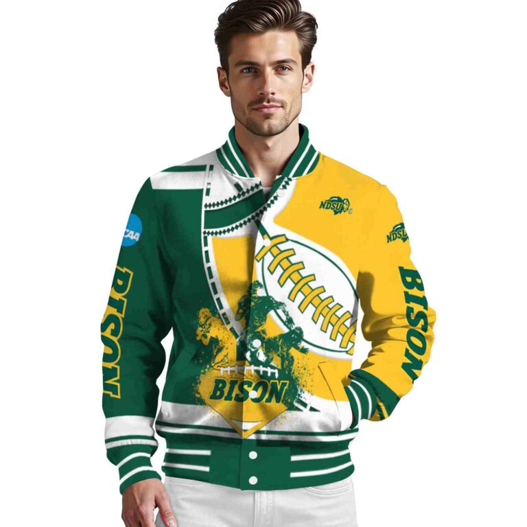 north dakota state bison baseball stitching yellow white jacket high quality
