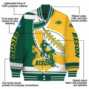 north dakota state bison baseball stitching yellow white jacket new arrival