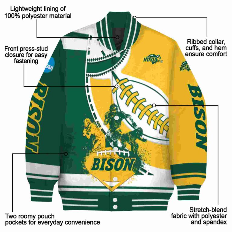 north dakota state bison baseball stitching yellow white jacket new arrival