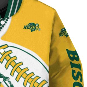 north dakota state bison baseball stitching yellow white jacket premium grade