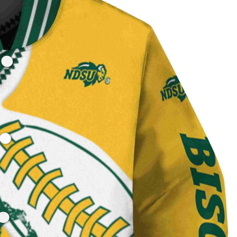 north dakota state bison baseball stitching yellow white jacket premium grade