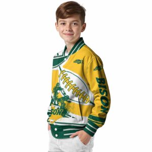 north dakota state bison baseball stitching yellow white jacket trendy