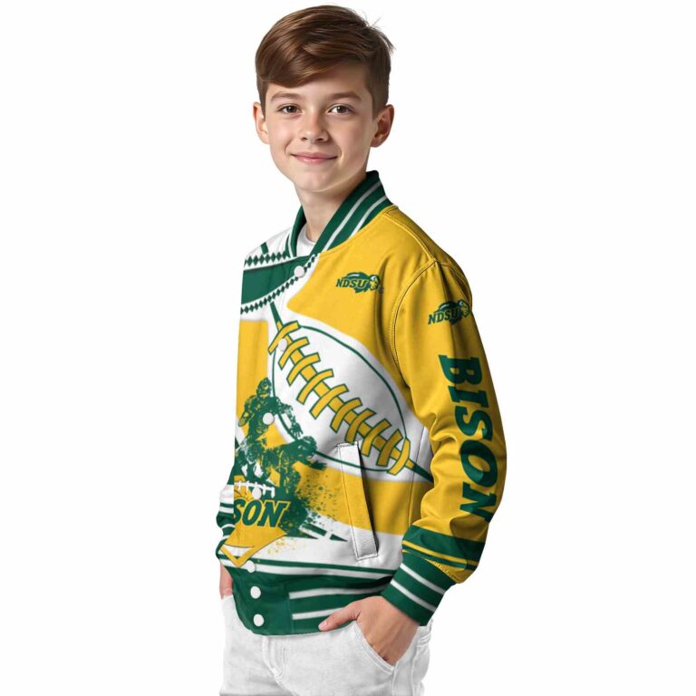 north dakota state bison baseball stitching yellow white jacket trendy