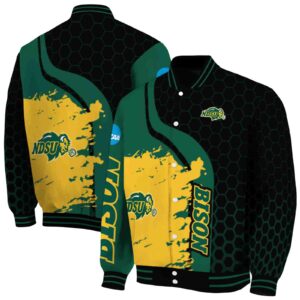 north dakota state bison hexagonal pattern green black jacket fashion forward