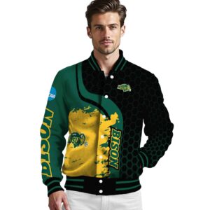 north dakota state bison hexagonal pattern green black jacket high quality