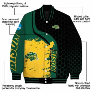 north dakota state bison hexagonal pattern green black jacket new arrival