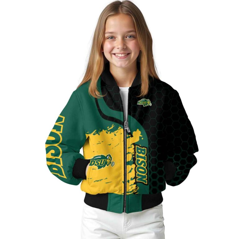 north dakota state bison hexagonal pattern green black jacket top rated