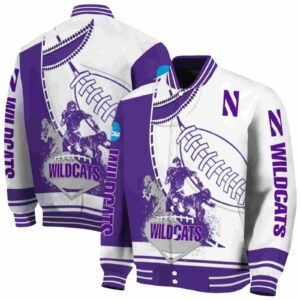 northwestern wildcats baseball stitching white jacket fashion forward