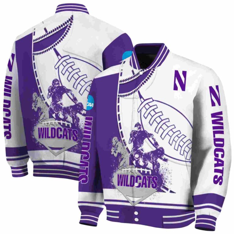northwestern wildcats baseball stitching white jacket fashion forward