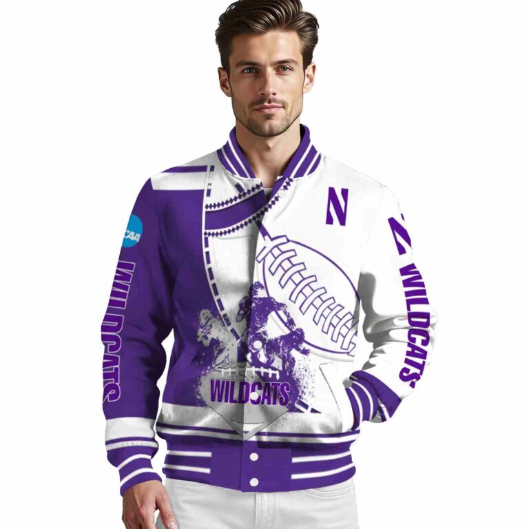 northwestern wildcats baseball stitching white jacket high quality
