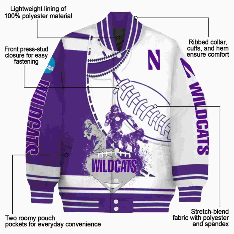 northwestern wildcats baseball stitching white jacket new arrival