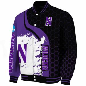 northwestern wildcats hexagonal pattern purple black jacket best selling