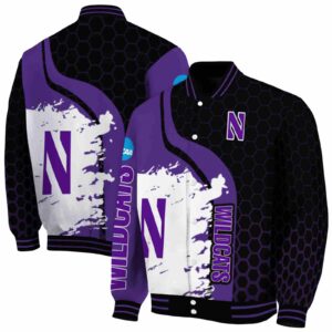 northwestern wildcats hexagonal pattern purple black jacket fashion forward