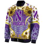 northwestern wildcats sunflower bloom purple yellow jacket best selling