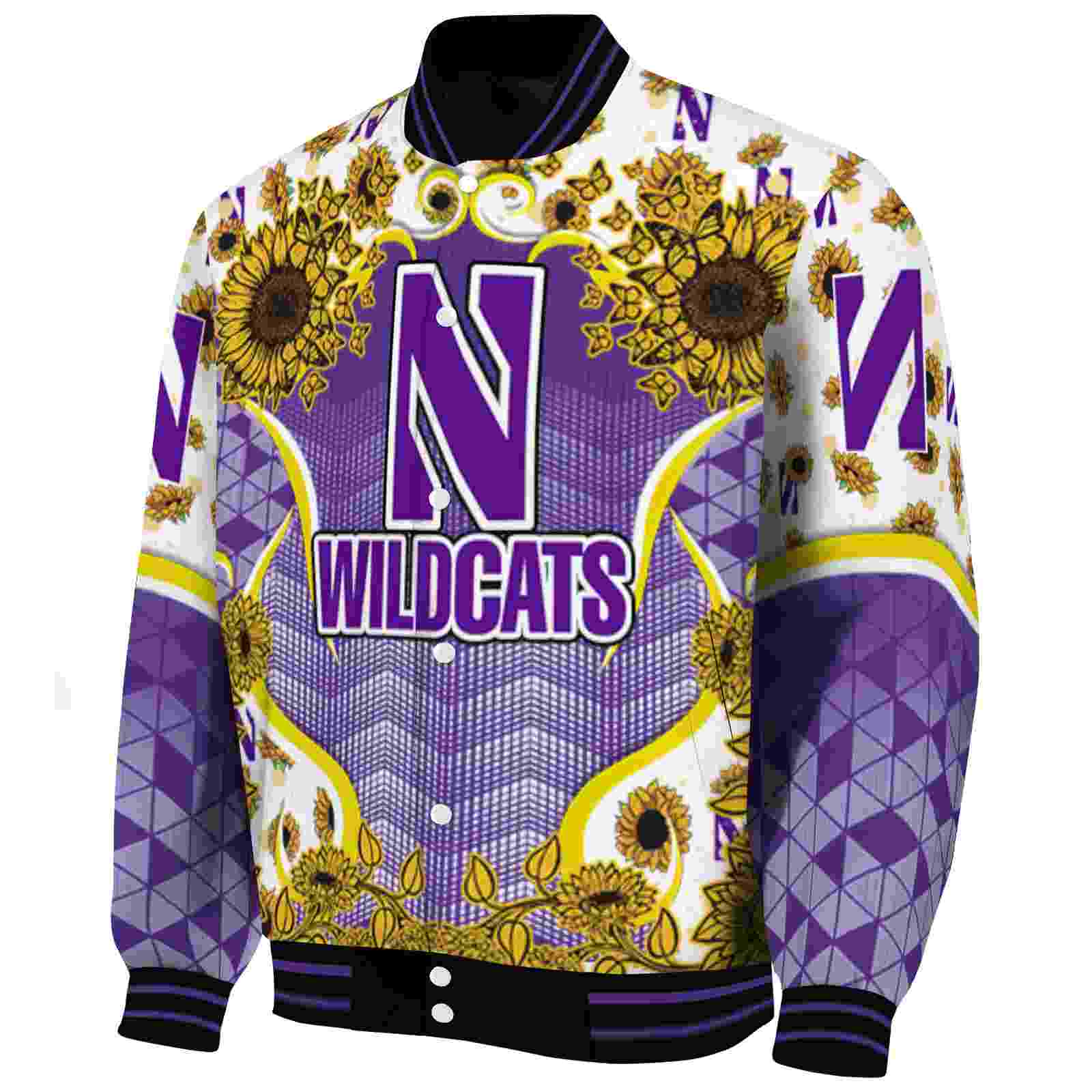 northwestern wildcats sunflower bloom purple yellow jacket best selling northwestern wildcats sunflower bloom purple yellow jacket best selling
