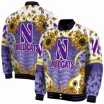 northwestern wildcats sunflower bloom purple yellow jacket best selling