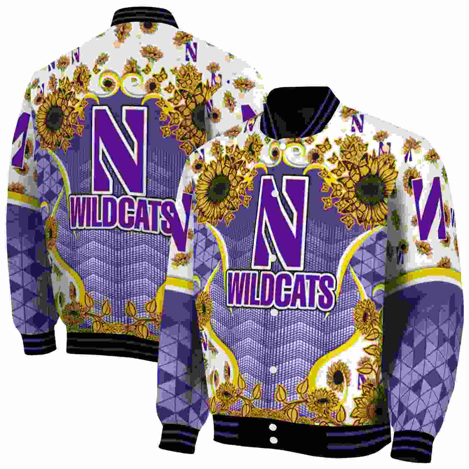 northwestern wildcats sunflower bloom purple yellow jacket fashion forward northwestern wildcats sunflower bloom purple yellow jacket fashion forward