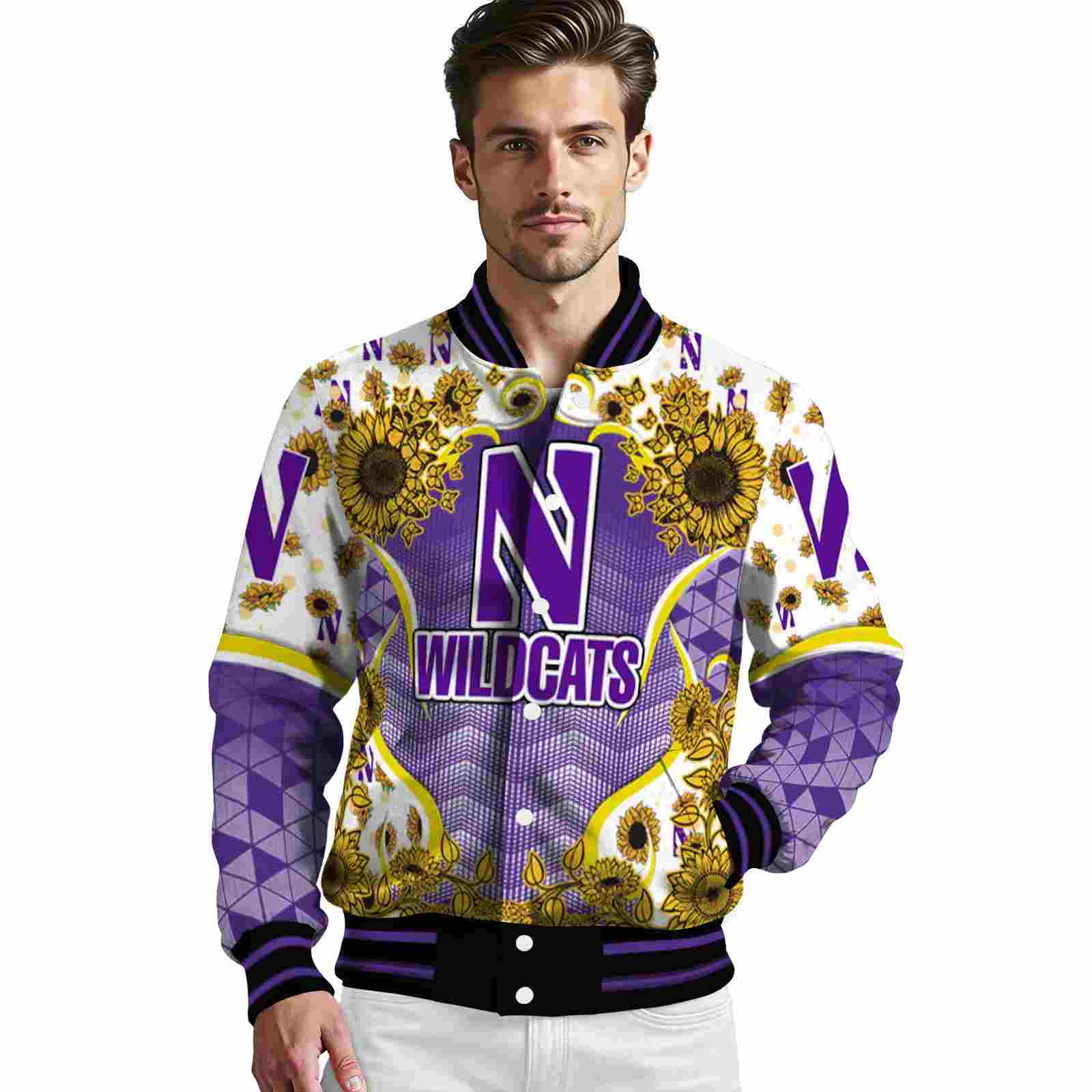 northwestern wildcats sunflower bloom purple yellow jacket high quality northwestern wildcats sunflower bloom purple yellow jacket high quality