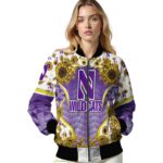 northwestern wildcats sunflower bloom purple yellow jacket best selling
