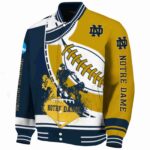 notre dame fighting irish baseball stitching gold white jacket best selling