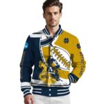 notre dame fighting irish baseball stitching gold white jacket best selling