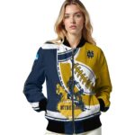 notre dame fighting irish baseball stitching gold white jacket best selling