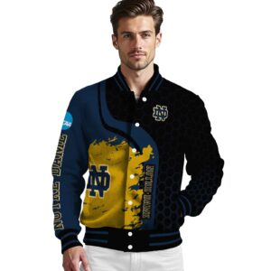 notre dame fighting irish hexagonal pattern navy black jacket high quality