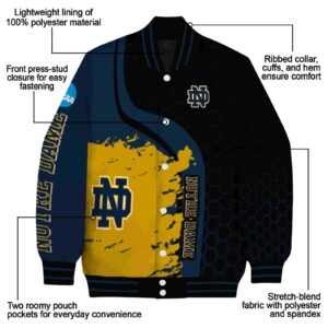 notre dame fighting irish hexagonal pattern navy black jacket new arrival