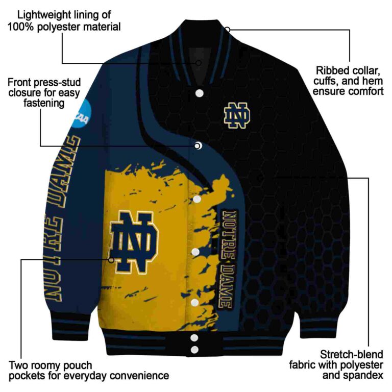 notre dame fighting irish hexagonal pattern navy black jacket new arrival