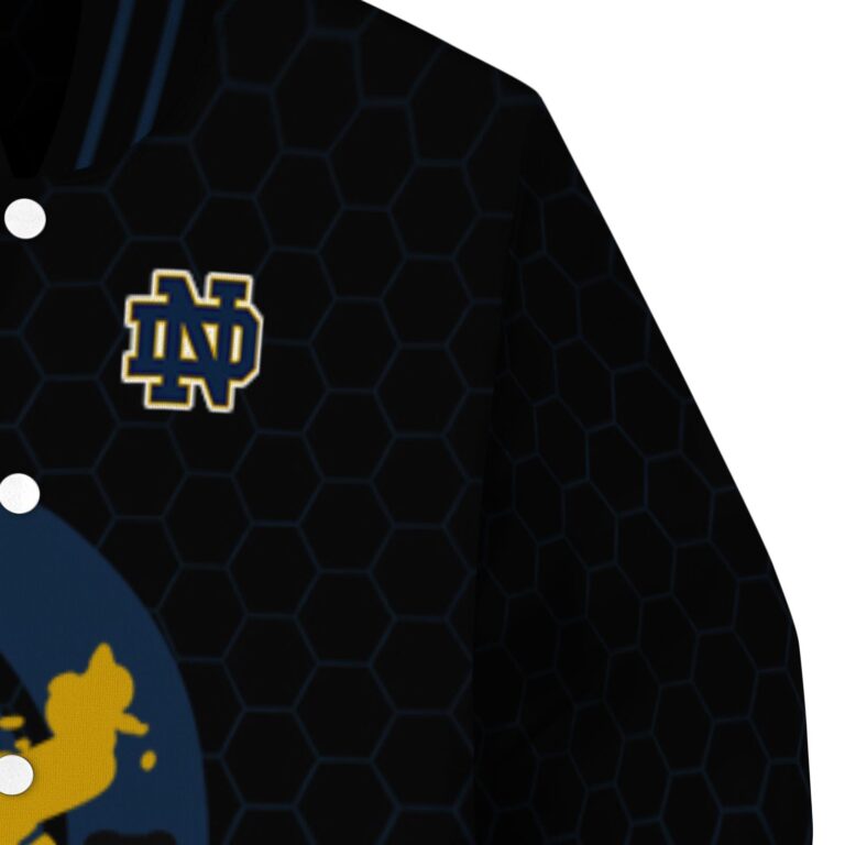 notre dame fighting irish hexagonal pattern navy black jacket premium grade