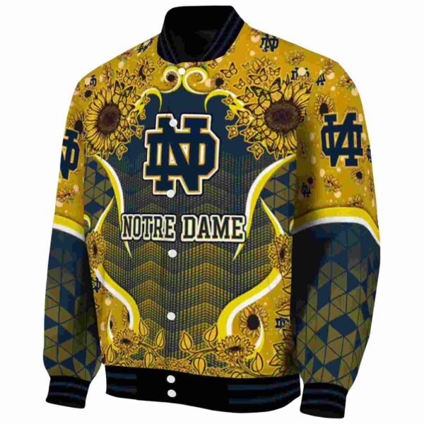 notre dame fighting irish sunflower bloom navy yellow jacket best selling