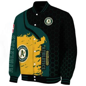 oakland athletics hexagonal pattern green black jacket best selling