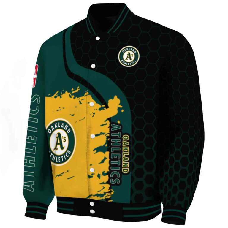 oakland athletics hexagonal pattern green black jacket best selling